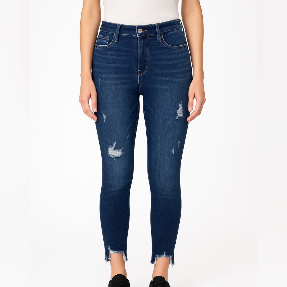 Judy Blue Slim Fit Jeans Distressed Raw Shark bite Hem Size 7/28 Style JB82403DK